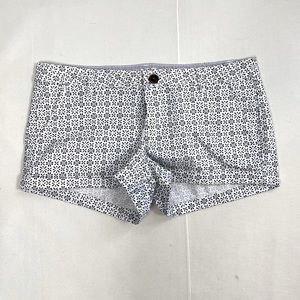 SO White Cotton Blue and Green Print Shorts